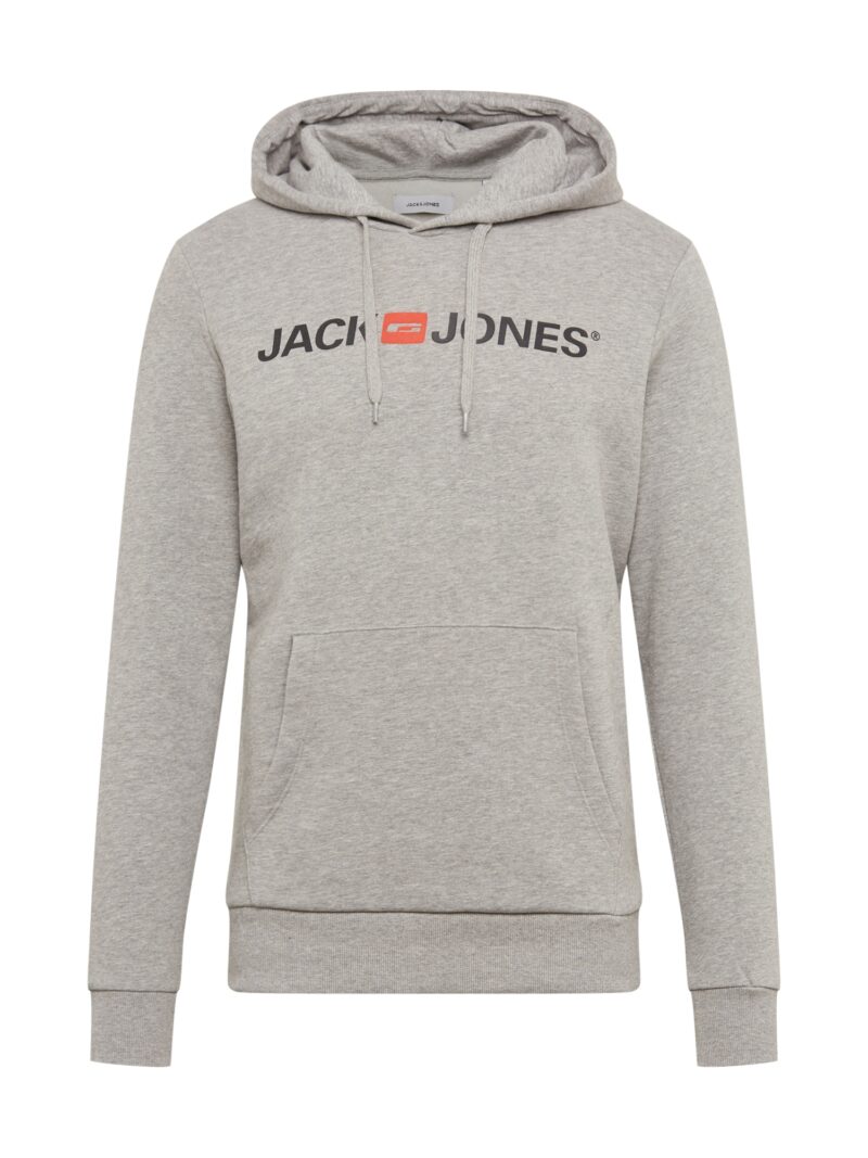 JACK & JONES Bluză de molton  gri amestecat / portocaliu / negru