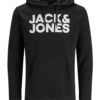 JACK & JONES Bluză de molton  gri metalic / alb