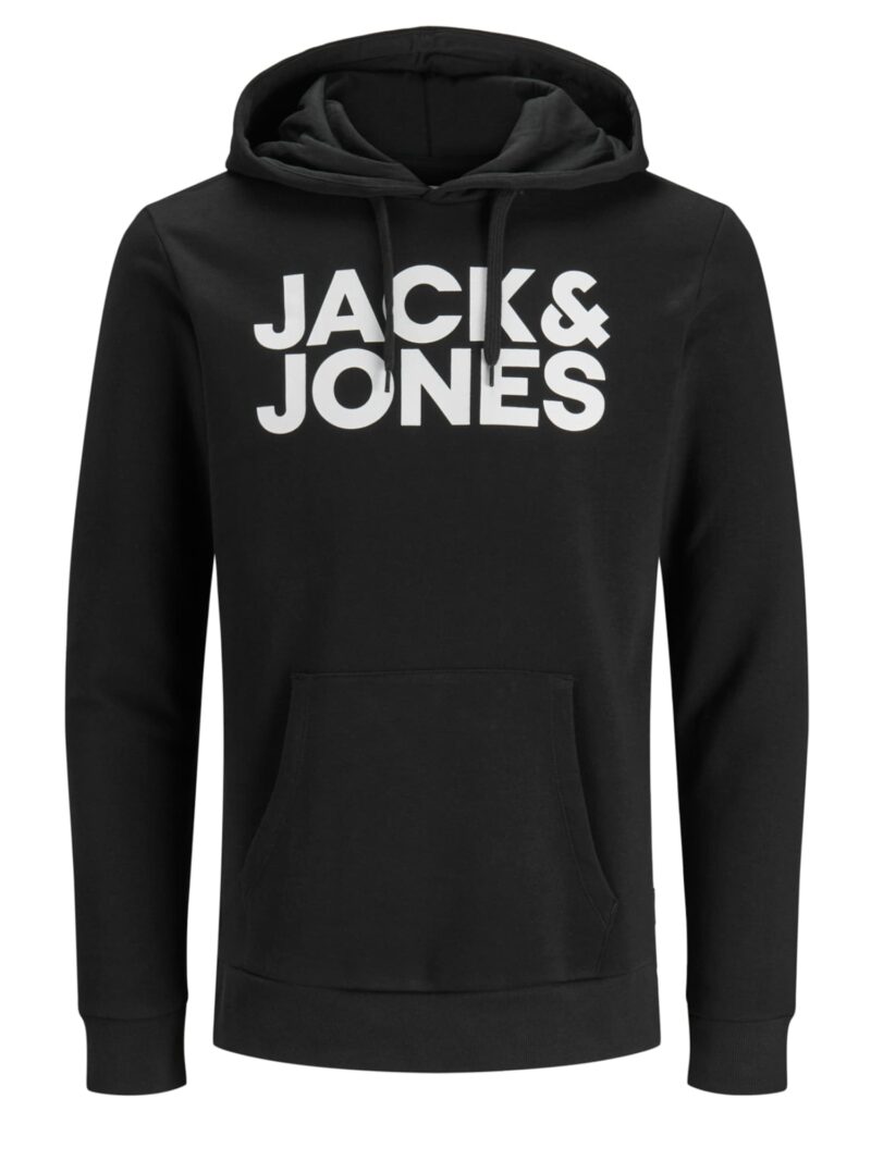 JACK & JONES Bluză de molton  gri metalic / alb