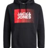 JACK & JONES Bluză de molton  roșu pastel / negru / alb