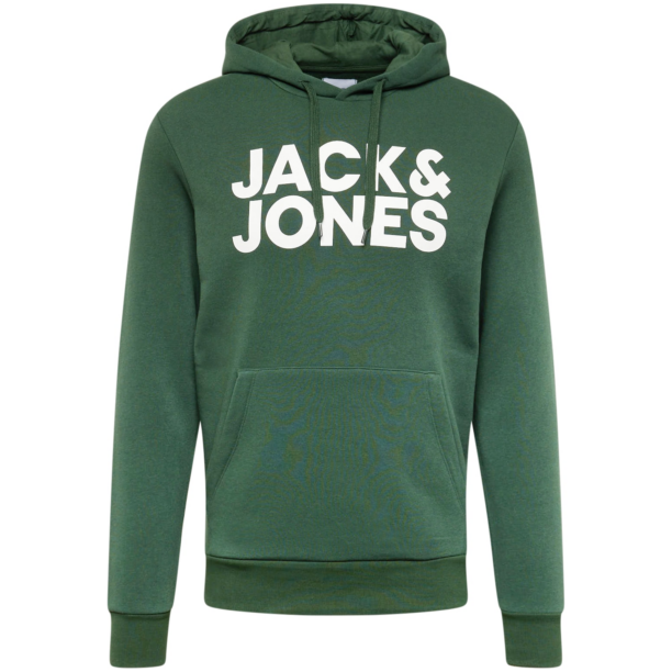 JACK & JONES Bluză de molton  verde / alb