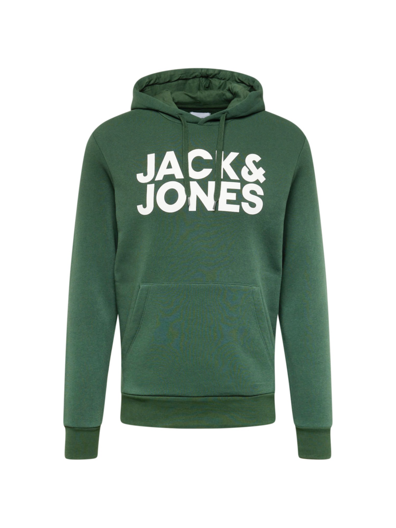 JACK & JONES Bluză de molton  verde / alb