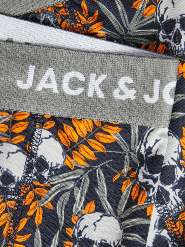 Cumpăra JACK & JONES Boxeri 'JACHugo Skulls'  albastru noapte / verde pin / portocaliu / alb