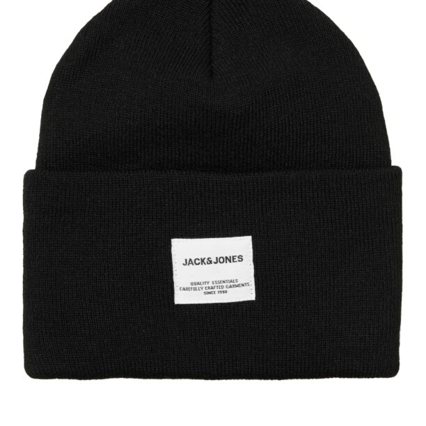 JACK & JONES Căciulă 'Long Knit'  negru / alb