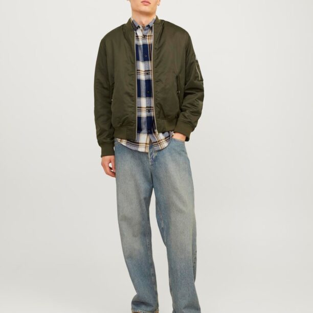 Original JACK & JONES Cămașă 'CLASSIC'  bej deschis / bleumarin / maro