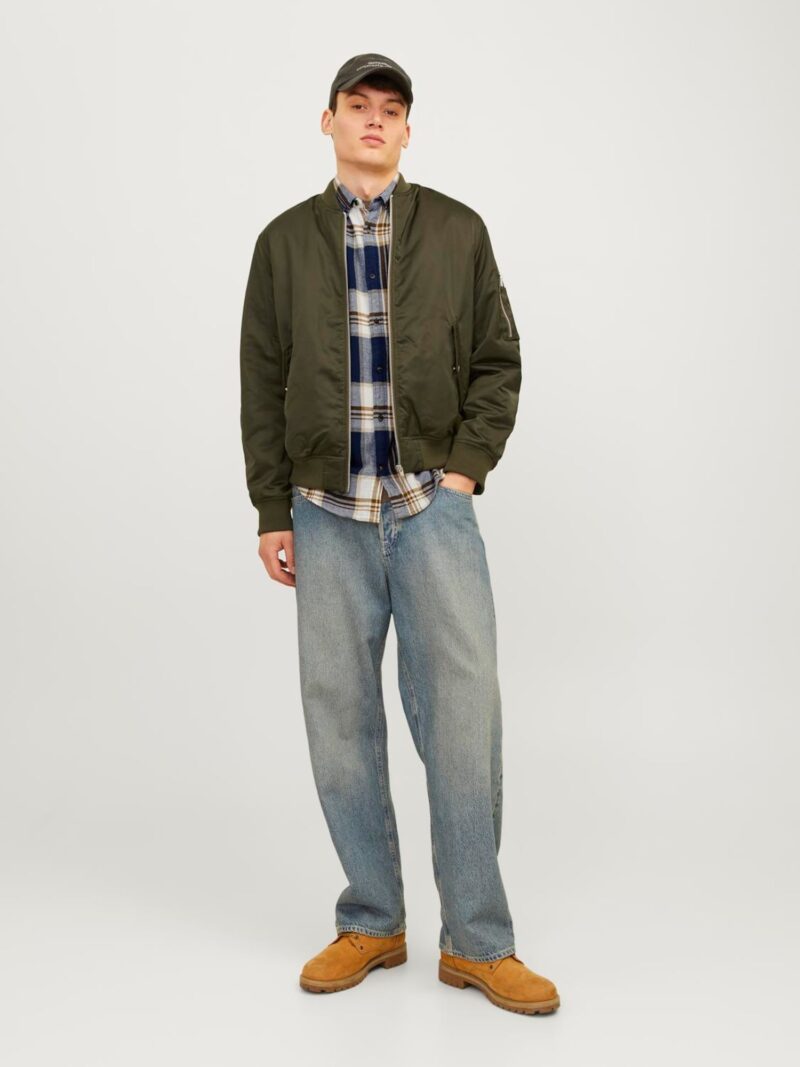 Original JACK & JONES Cămașă 'CLASSIC'  bej deschis / bleumarin / maro