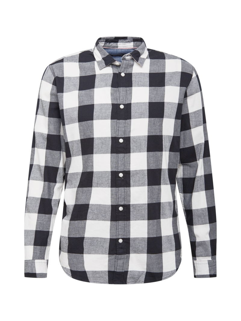 JACK & JONES Cămașă 'Gingham'  negru / alb