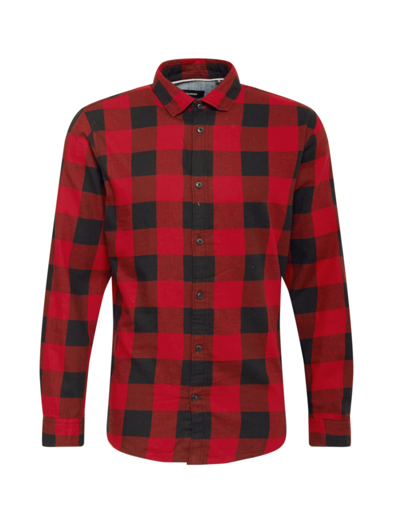 JACK & JONES Cămașă 'Gingham'  sângeriu / negru