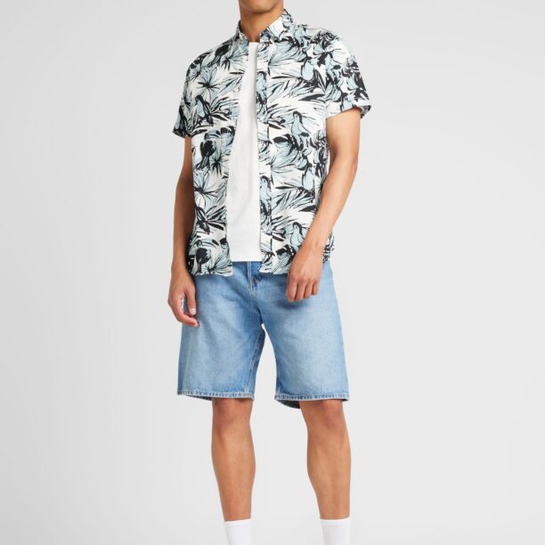 JACK & JONES Cămașă 'JORJoshua Aruba'  albastru deschis / negru / alb