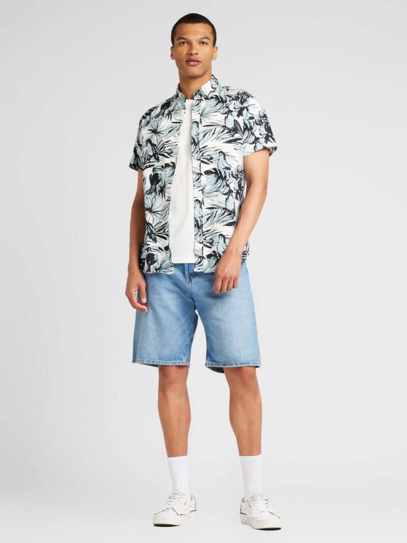 JACK & JONES Cămașă 'JORJoshua Aruba'  albastru deschis / negru / alb