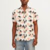 JACK & JONES Cămașă 'JORJoshua Aruba'  crem / corai / negru