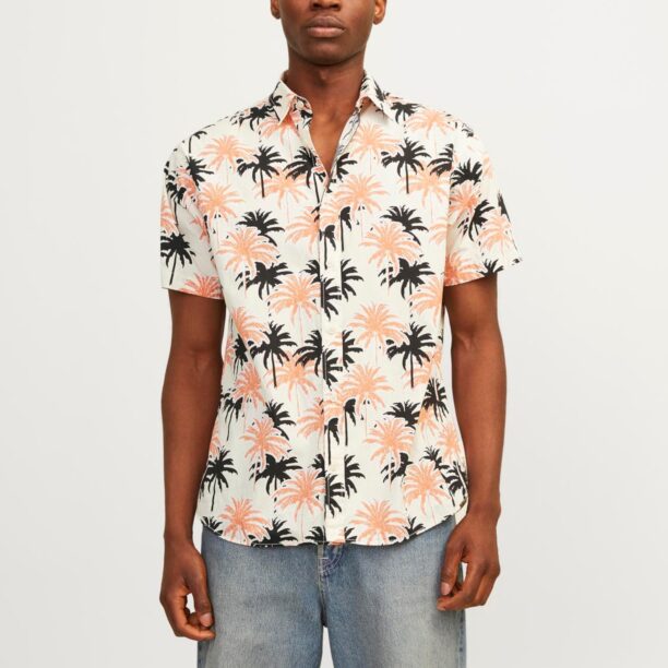 JACK & JONES Cămașă 'JORJoshua Aruba'  crem / corai / negru