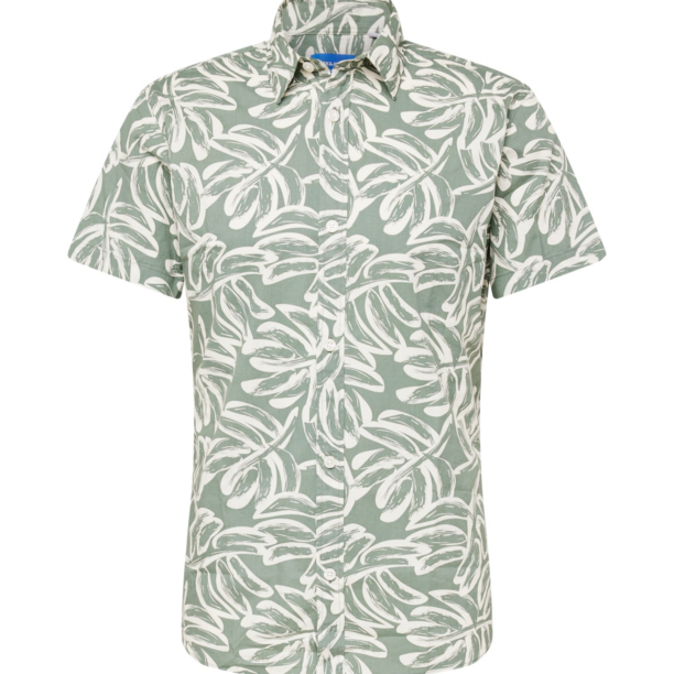 JACK & JONES Cămașă 'JORLafayette'  verde pastel / alb