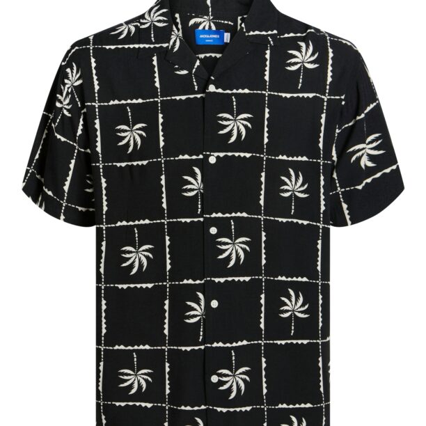 JACK & JONES Cămașă 'JORLuke Ocean Resort'  negru / alb