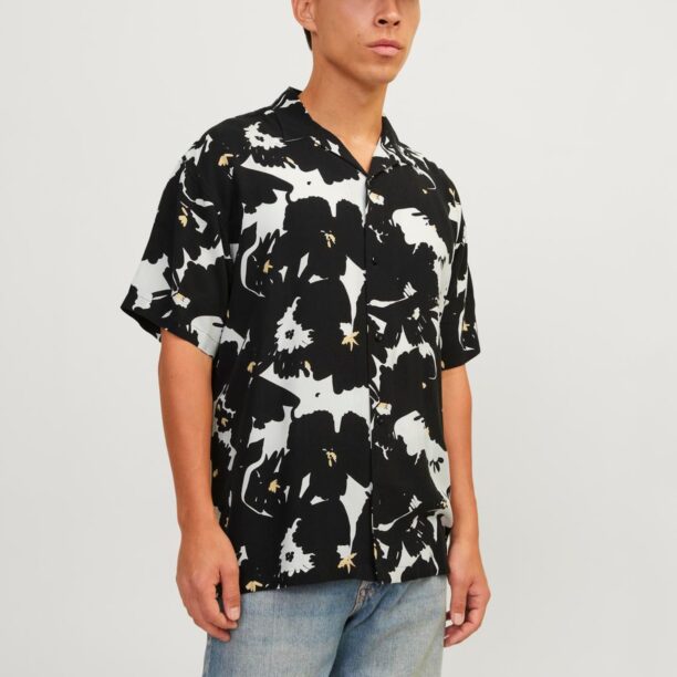 JACK & JONES Cămașă 'Luke Aruba'  galben pastel / negru / alb preţ