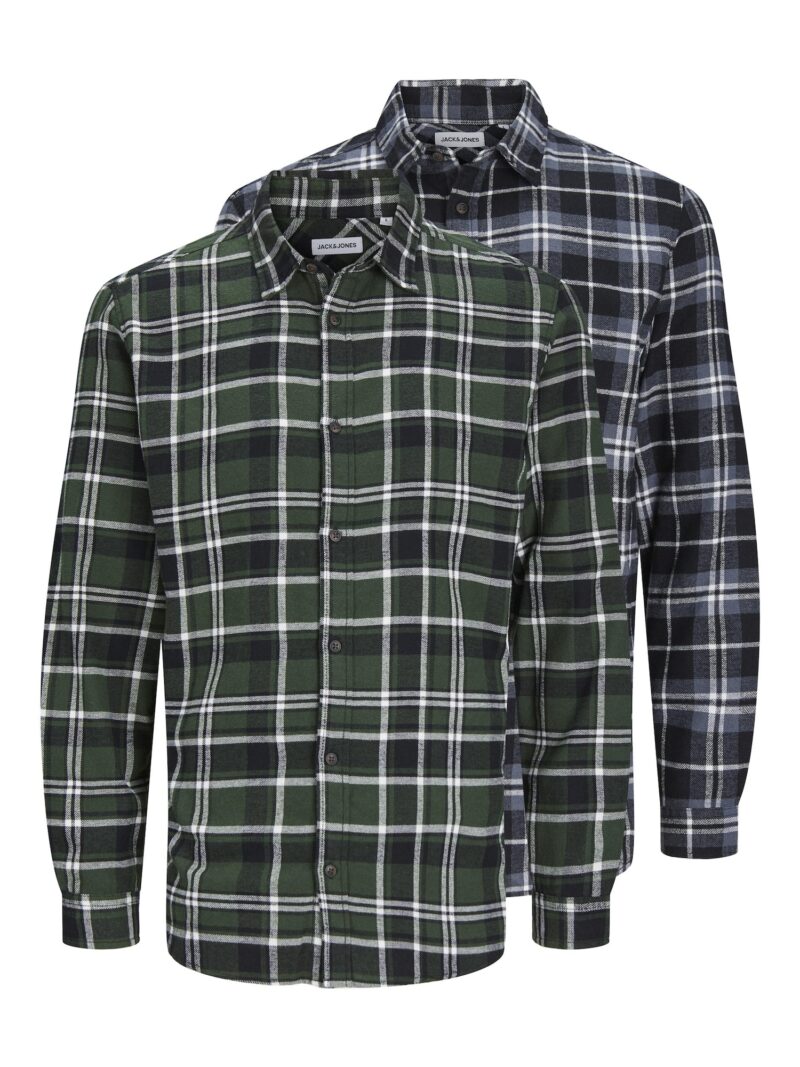 JACK & JONES Cămașă  verde închis / negru / alb