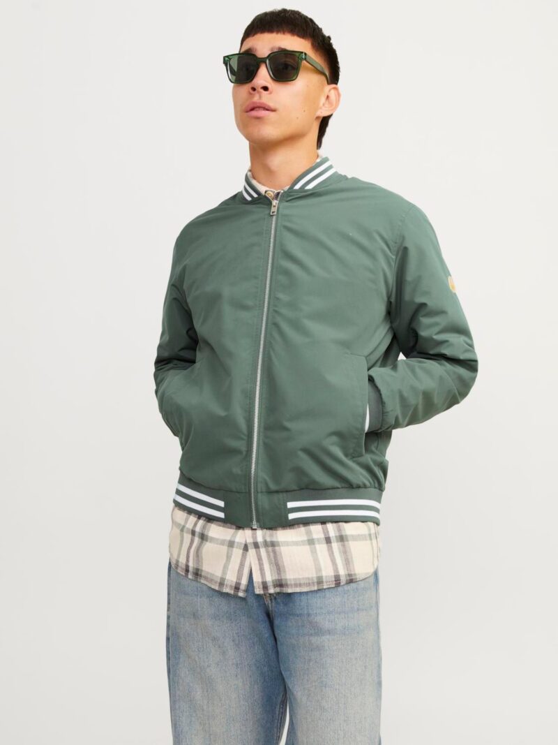 JACK & JONES Geacă de primăvară-toamnă 'MARBELLA'  verde smarald / alb