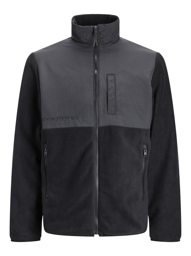 JACK & JONES Jachetă  fleece 'JJEMarvin'  gri metalic / negru