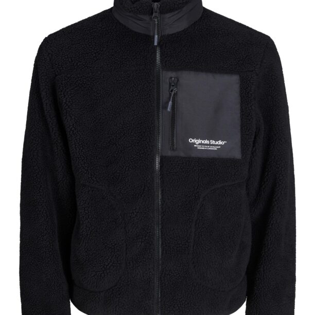 JACK & JONES Jachetă  fleece 'Vesterbro'  negru / alb