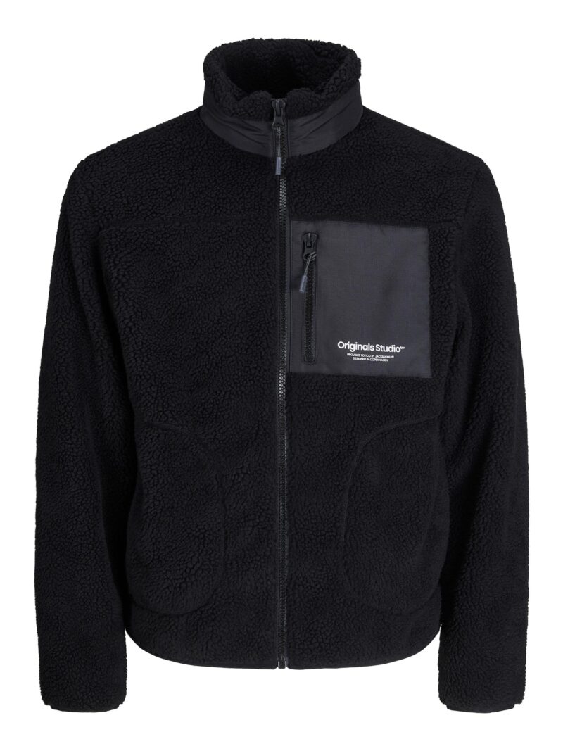 JACK & JONES Jachetă  fleece 'Vesterbro'  negru / alb