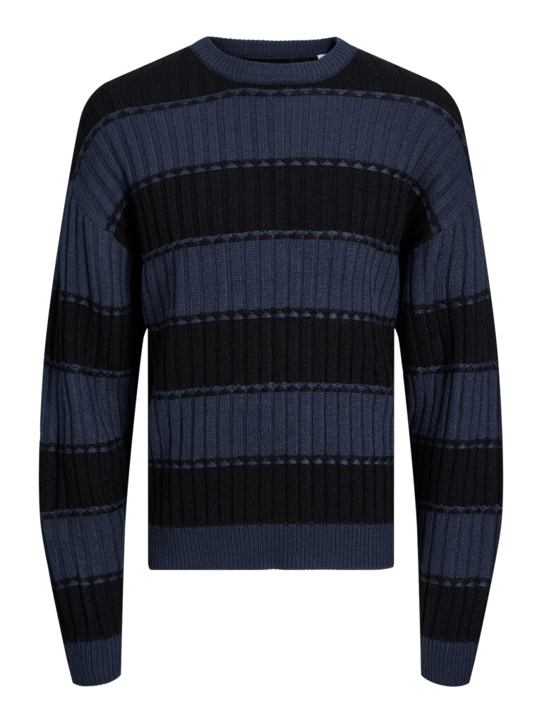 JACK & JONES Pulover 'LUCA'  albastru închis / negru