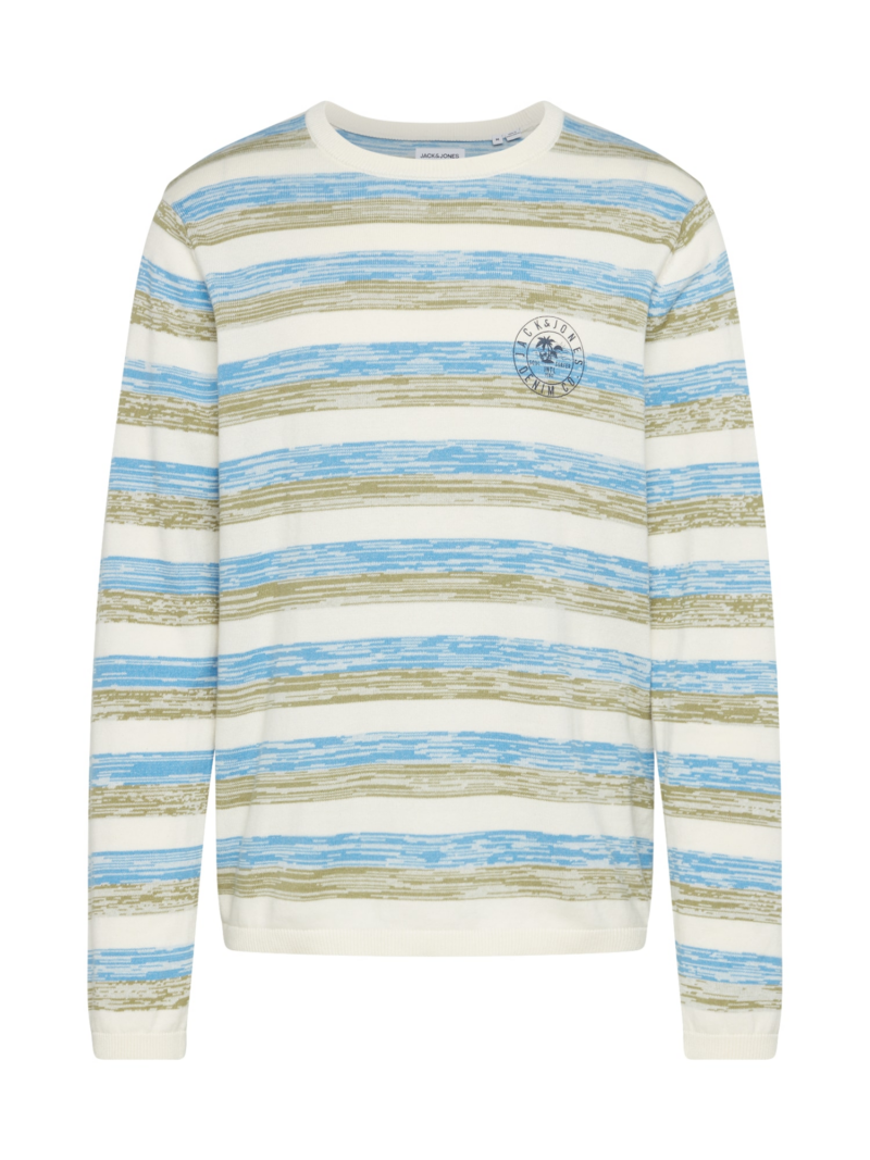 JACK & JONES Pulover 'MARIO'  azuriu / verde / alb