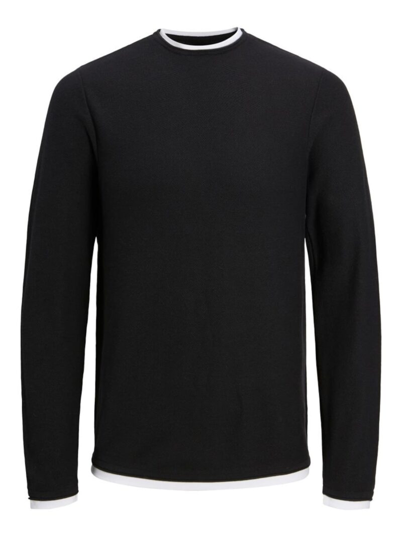 JACK & JONES Pulover  negru / alb