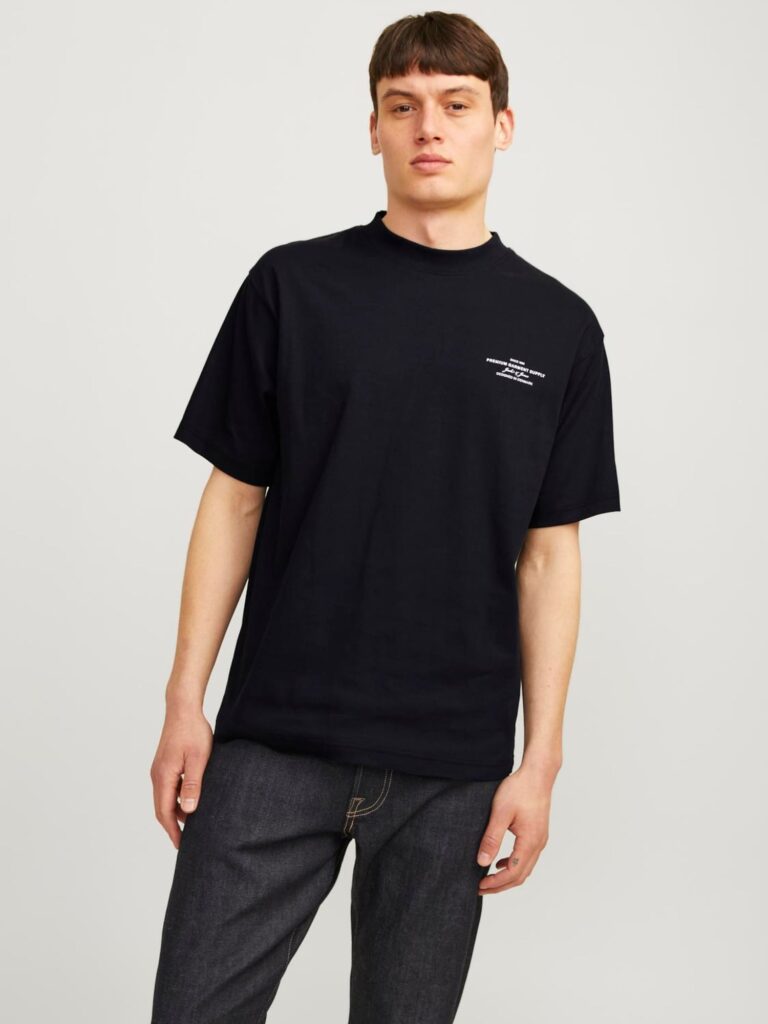 JACK & JONES Tricou 'Blachad'  negru / alb