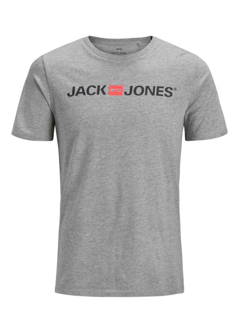 JACK & JONES Tricou 'Essentials'  gri amestecat / roșu pastel / negru