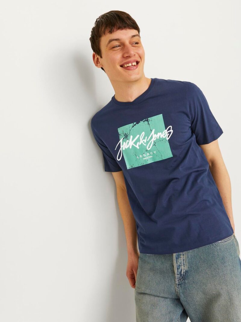 Preţ JACK & JONES Tricou 'JJTiley'  bleumarin / verde deschis / alb