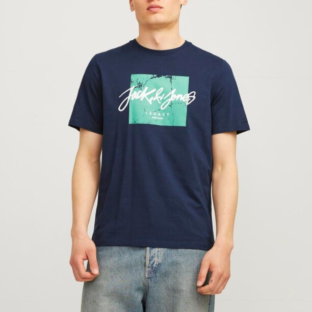 Original JACK & JONES Tricou 'JJTiley'  bleumarin / verde deschis / alb