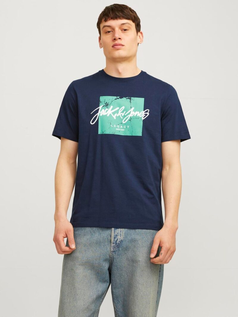 Original JACK & JONES Tricou 'JJTiley'  bleumarin / verde deschis / alb