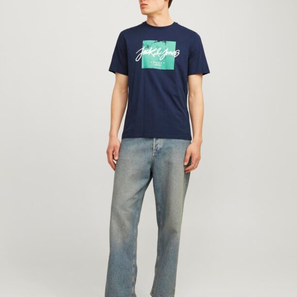 JACK & JONES Tricou 'JJTiley'  bleumarin / verde deschis / alb