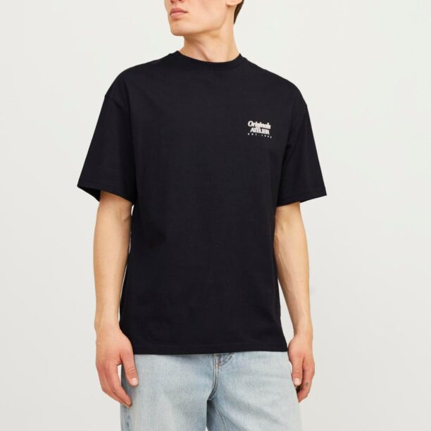 JACK & JONES Tricou 'JORBROOKLYN'  negru / alb