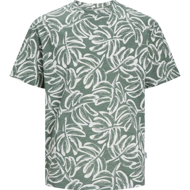 JACK & JONES Tricou 'Lafayette'  verde închis / alb