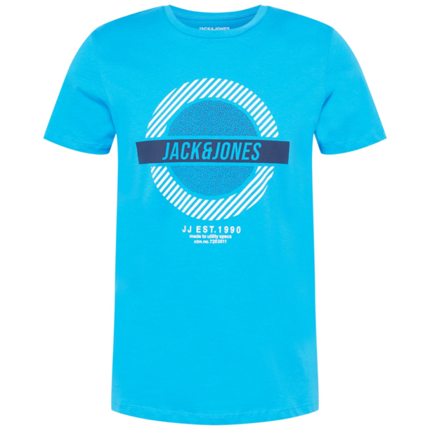 JACK & JONES Tricou 'MERAJ'  bleumarin / azuriu / alb