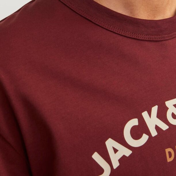 JACK & JONES Tricou 'MICK'  sepie / roșu merlot / alb