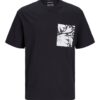 JACK & JONES Tricou 'Marbella'  negru / alb