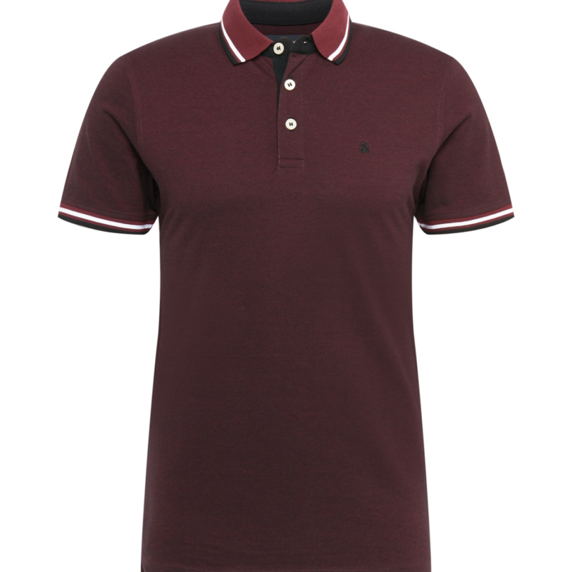 JACK & JONES Tricou 'Paulos'  roșu bordeaux / alb