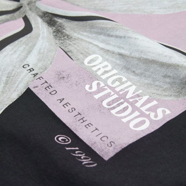 JACK & JONES Tricou 'QUEENSPHOTO'  gri închis / mov liliachiu / negru preţ