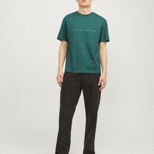 Preţ JACK & JONES Tricou 'Star'  verde închis / alb