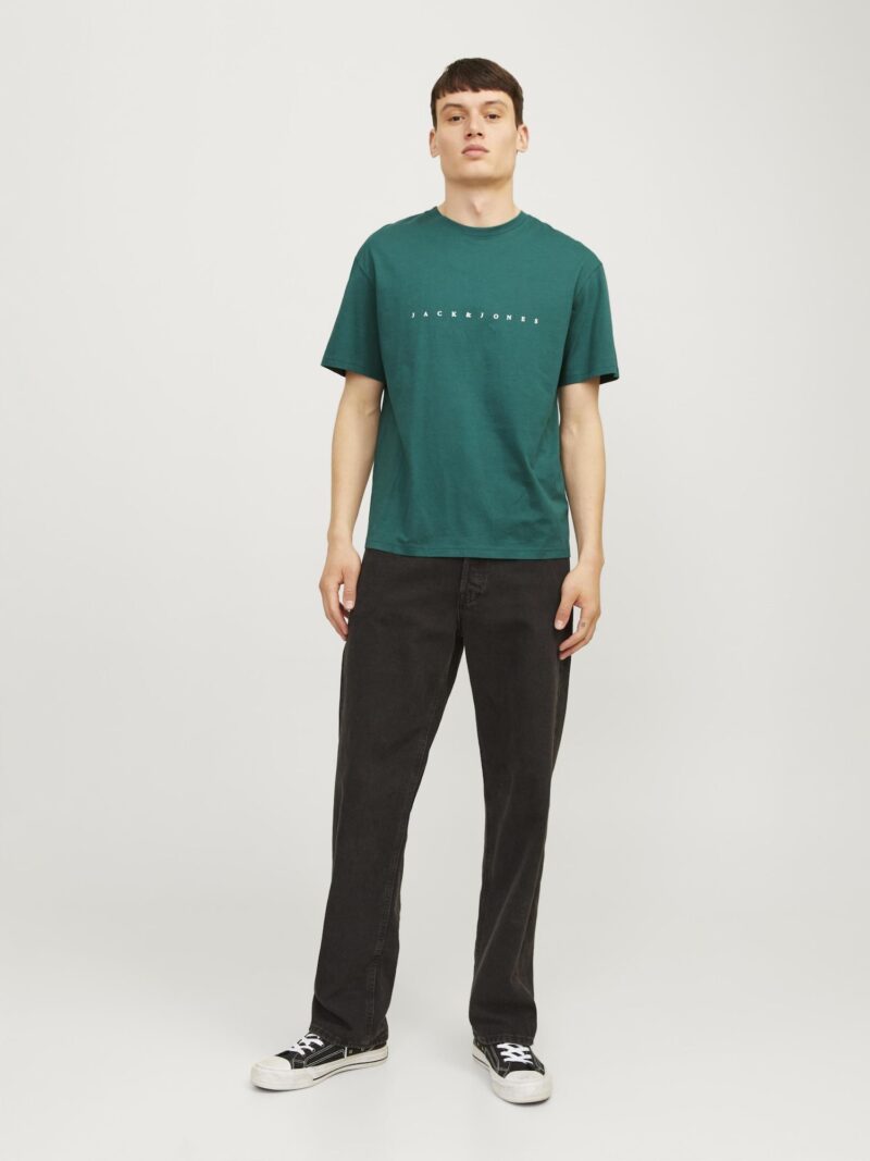 Preţ JACK & JONES Tricou 'Star'  verde închis / alb