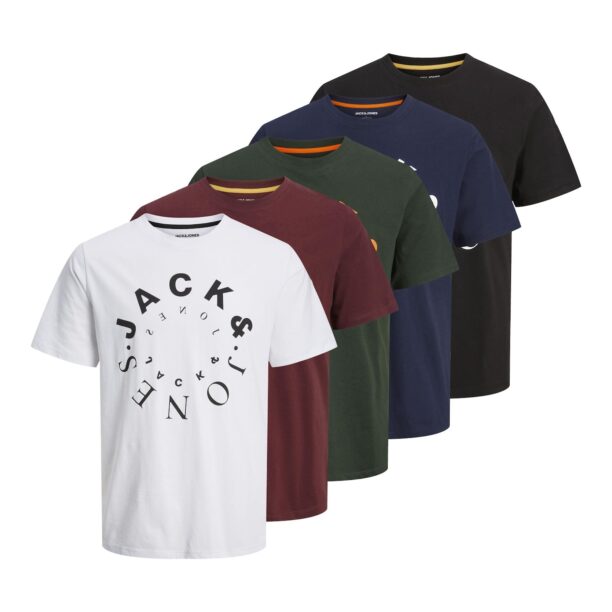 JACK & JONES Tricou 'WARRIOR'  bleumarin / kaki / negru / alb