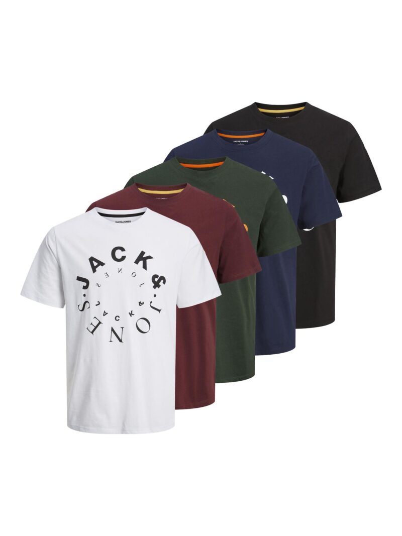 JACK & JONES Tricou 'WARRIOR'  bleumarin / kaki / negru / alb