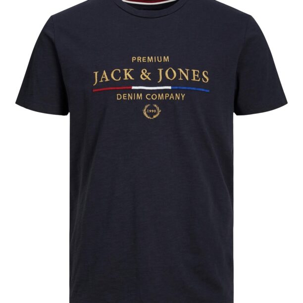 JACK & JONES Tricou  albastru închis / auriu / roşu închis / alb