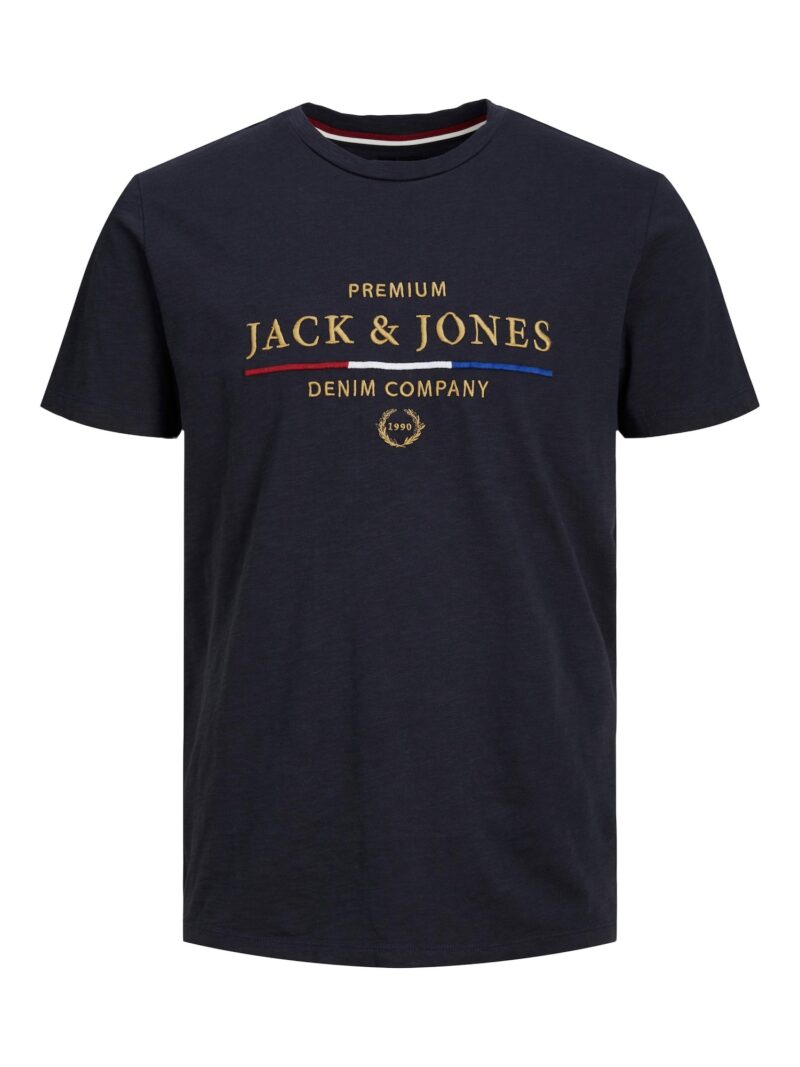 JACK & JONES Tricou  albastru închis / auriu / roşu închis / alb