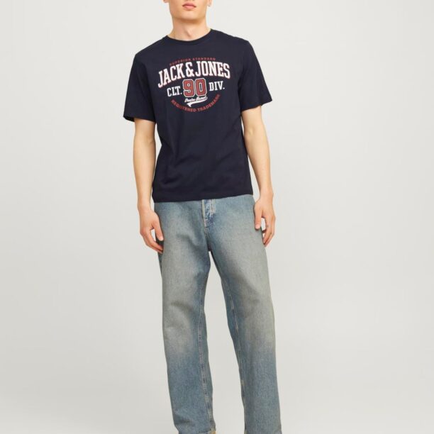 Cumpăra JACK & JONES Tricou  albastru marin / roșu ruginiu / alb