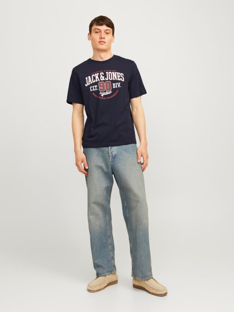 Cumpăra JACK & JONES Tricou  albastru marin / roșu ruginiu / alb