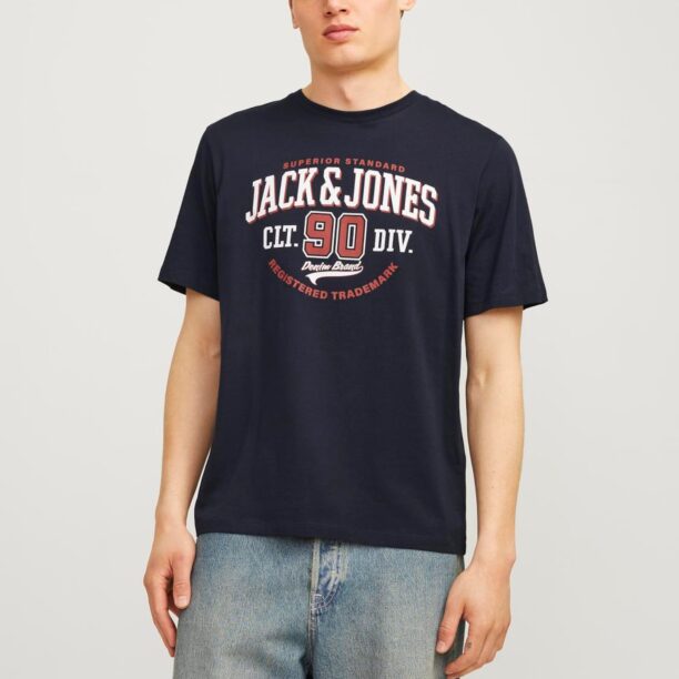 Preţ JACK & JONES Tricou  albastru marin / roșu ruginiu / alb