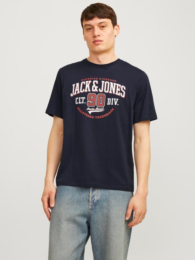 Preţ JACK & JONES Tricou  albastru marin / roșu ruginiu / alb